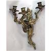 Image 4 : A PAIR OF LOUIS XVI STYLE GILT METAL THREE LIGHT WALL MOUNTED CANDLE SCONCES