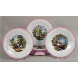 A SET OF EIGHT OPAQUE PORCELAIN LUNCHEON PLATES