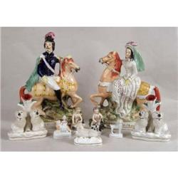 A GROUP OF STAFFORDSHIRE AND DERBY FIGURALS