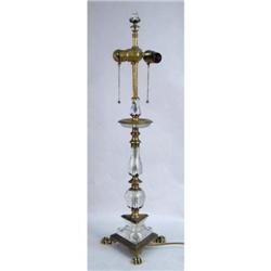 A CRYSTAL AND GILT METAL MOUNTED TABLE LAMP