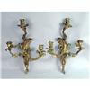 Image 1 : A PAIR OF LOUIS XV STYLE GILT METAL THREE- LIGHT WALL SCONCES