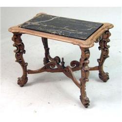 A ENGLISH OAK INSET MARBLE TOP OCCASIONAL TABLE