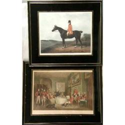 TWO POLYCHROME HUNT THEME ENGRAVINGS