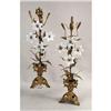 Image 1 : A PAIR OF GILT BRASS AND GLASS FLORA FORM GARNITURES