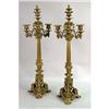 Image 1 : A PAIR OF GILT METAL VICTORIAN THREE LIGHT CANDELABRA