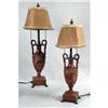Image 1 : A PAIR OF VICTORIAN URN FORM STONE TABLE LAMPS