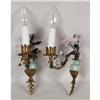 Image 3 : A PAIR OF GILT METAL, ENAMEL AND BONE CHINA FLORAL MOUNTED CANDLE LIGHTS