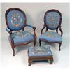 Image 1 : A PARLOR SET OF CARVED MAHOGANY NEEDLEWORK UPHOLSTERED MEDALLION BACK CHAIRS