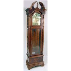 A GEORGIAN STYLE MAHOGANY TALL CASE CLOCK