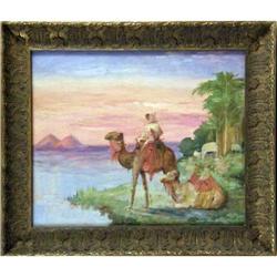 A FRAMED OIL ON CANVAS