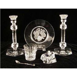 A GROUP OF VAL ST. LAMBERT COLORLESS GLASS TABLE ARTICLES