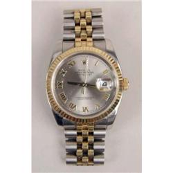 A GENTLEMAN`S STAINLESS STEEL ROLEX OYSTER PERPETUAL "DATE- ADJUST" WRIST WATCH