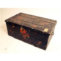 A BLACK PAINTED PINE BLANKET CHEST