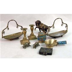 A GROUP OF METAL TABLE ARTICLES