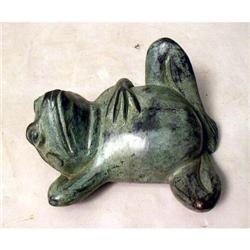 A CAST BRONZE FIGURE OF A RECUMBENT FROG