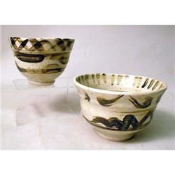 TWO SIMILAR GLAZED BOWLS