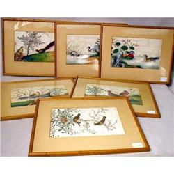 A GROUP OF SEVEN WATERCOLOR ON SILK DRAWINGS