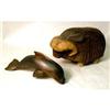 Image 1 : A CARVED WOOD FIGURE OF A WATER BUFFALO AND ONE OF A DOLPHIN