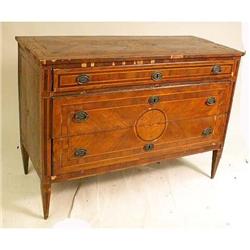 A NEOCLASSICAL MARQUETRY-INLAID CHEST OF DRAWERS