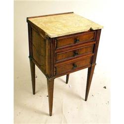 A LOUIS XVI MARBLE TOP WALNUT CHIFFONIER
