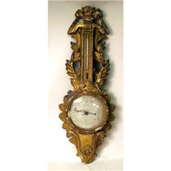 A LOUIS XVI CARVED GILTWOOD BAROMETER