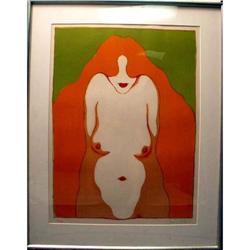 A PRINT IN POLYCHROME OF A NUDE