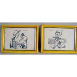 TWO SIMILAR INK DRAWINGS