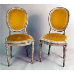 A PAIR OF LOUIS XV STYLE WHITE PAINTED SIDE CHAIRS