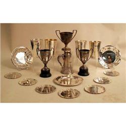 A GROUP OF SILVER PLATED TROPHY ITEMS