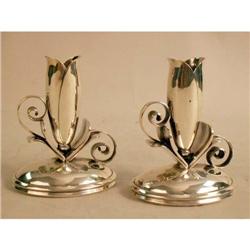 A PAIR OF GEORG JENSEN, USA FLORA-FORM CANDLESTICKS