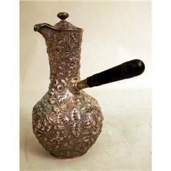 A DOMINICK & HAFF ALL-OVER FLORAL CHASED CHOCOLATE POT