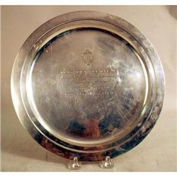 A TIFFANY & CO STERLING SILVER PRESENTATION PLATE WITH ENGRAVED INSCRIPTION TO DR. CUTLER
