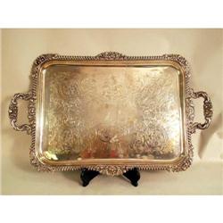 A SILVER PLATED DOUBLE HANDLED TRAY