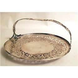 A GORHAM STERLING SILVER HAND HAMMERED HANDLED CIRCULAR TRAY