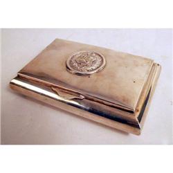 A STERLING SILVER HINGED-LID WOOD-LINED BOX