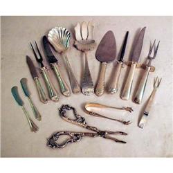 FIVE MISCELLANEOUS STERLING SILVER FLATWARE SERVING PIECES