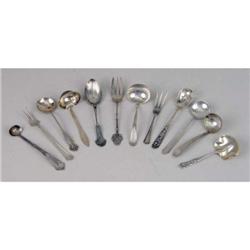A GROUP OF TWELVE STERLING SILVER SMALL SERVING PIECES