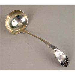 A STERLING SILVER IVY PATTERN SOUP LADLE