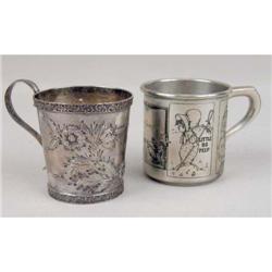 TWO STERLING SILVER CHILDREN`S CUPS
