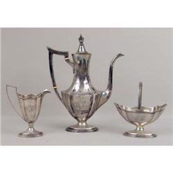 A GORHAM STERLING SILVER THREE PIECE COFFEE SERVICE