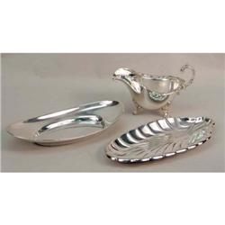 TWO STERLING SILVER OVAL BREAD TRAYS