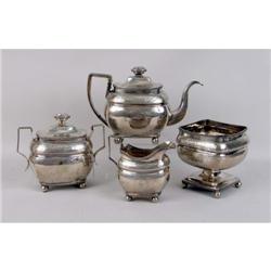 A FOUR PIECE AMERICAN SILVER TEA SERVICE