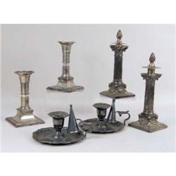 A PAIR OF ENGLISH STERLING SILVER TELESCOPIC CANDLESTICKS