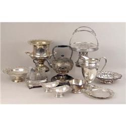 A LARGE GROUP OF VICTORIAN SILVER-PLATE HOLLOWWARE