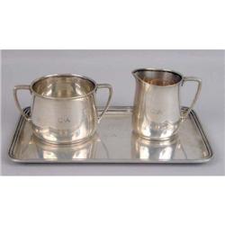 A TIFFANY & CO. MAKERS STERLING SILVER CREAM AND SUGAR SET