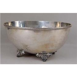 A SILVER PLATED OVAL FOOTED WINE COOLER