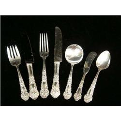 A REED & BARTON STERLING SILVER HIGHLY ORNATE FLATWARE SERVICE FOR TWELVE