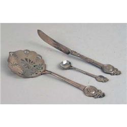 THREE GORHAM "MEDALLION" PATTERN (1864) STERLING SILVER SERVING PIECES