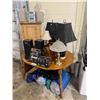 Image 2 : TABLE, FAN, ASSORTED SPEAKERS + RADIO PLAYER, LAMPS, TABLE DECOR, CAMPING EQUIPMENT, GOLF BAG, &