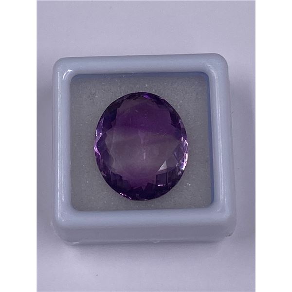 PURPLE AMETHYST 16.35CT, 18.79 X 15.75 X 8.22MM, OVAL CUT, BEAUTIFUL ZONING, VVS, BRAZIL, UNTREATED